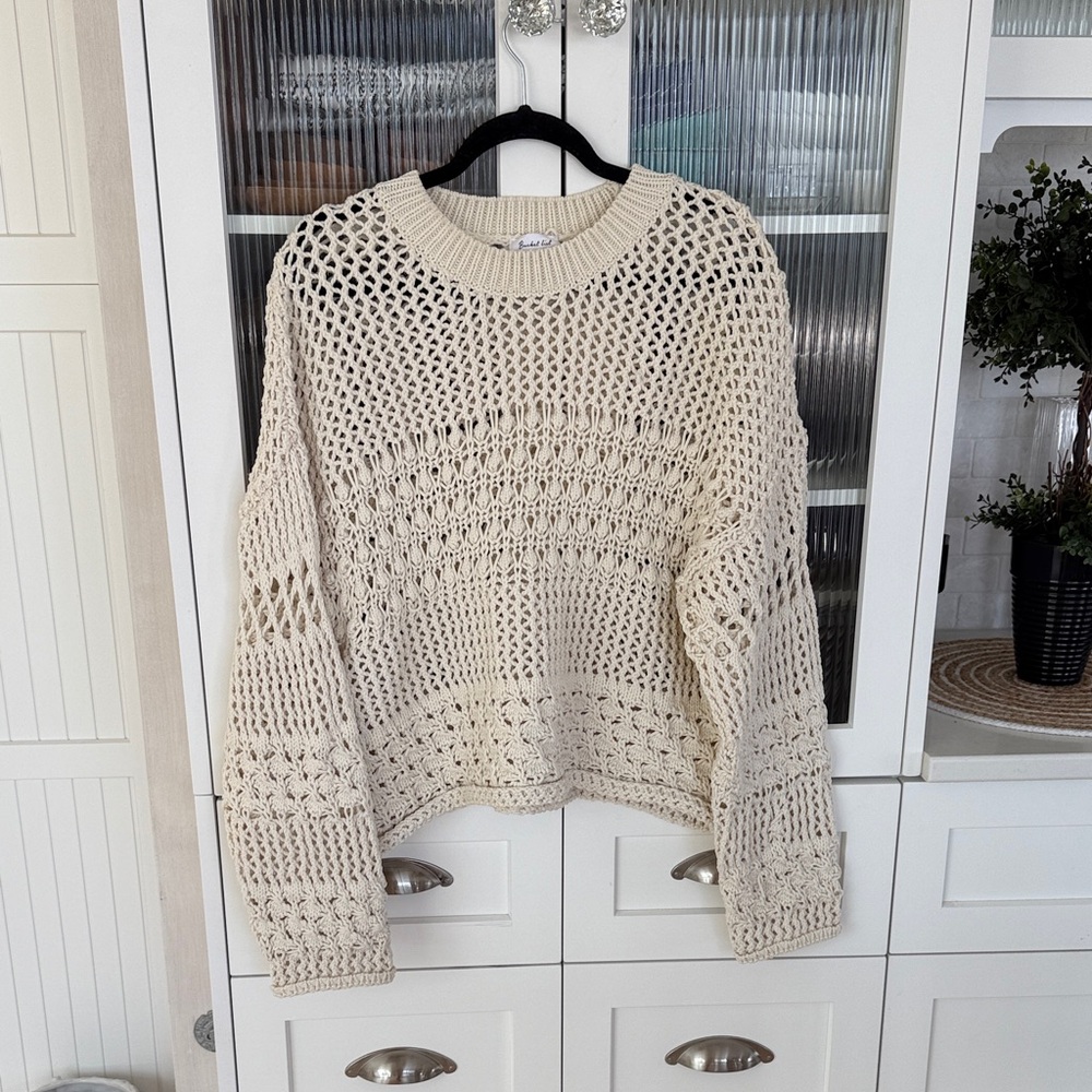 BUCKETLIST Ivory cropped crochet Sweater